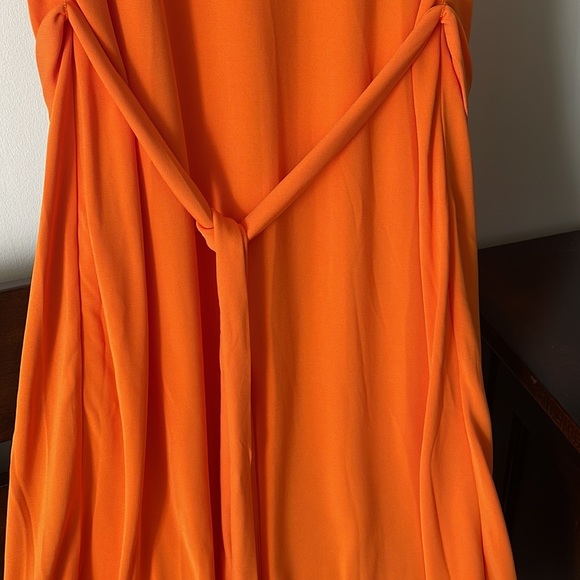 NWT Banana Republic orange compass patio maxi side slit belted dress Size M - Picture 8 of 11